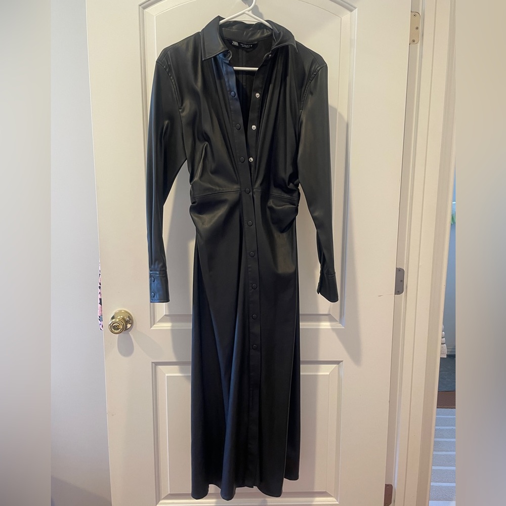 Zara faux leather long coat